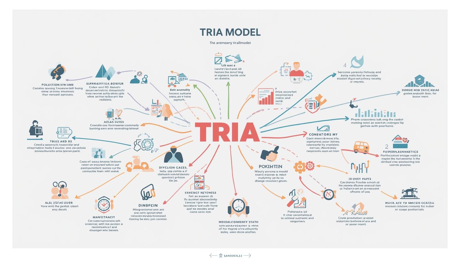 Diagrama circular del modelo TRIA con sus 4 componentes
